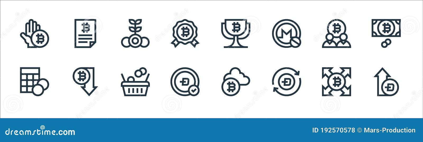 Cryptocurrency Line Icons. Linear Set Stock Vector - Illustration of line,  currency: 192570578