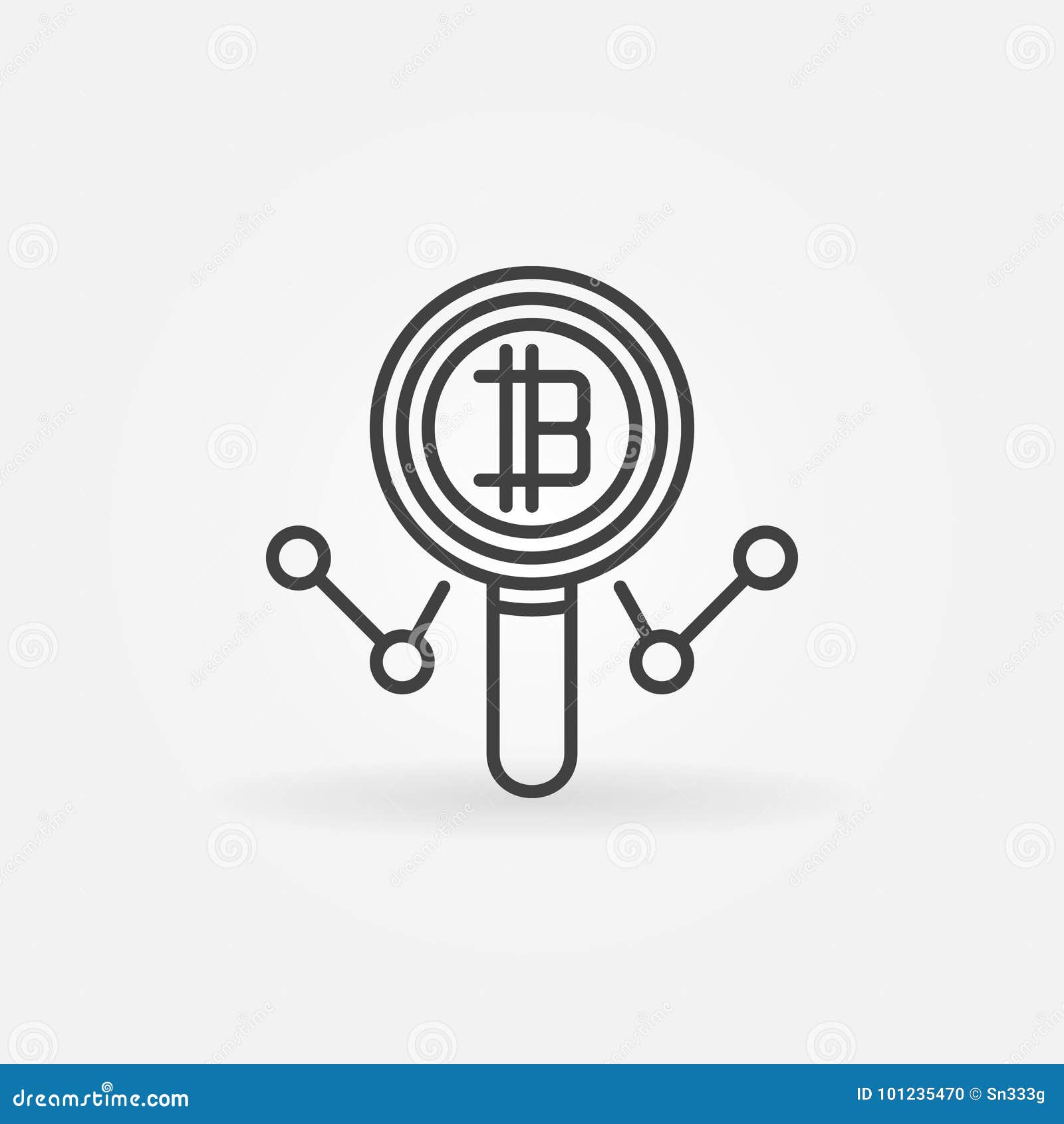 Cryptocurrency In Magnifying Glass Vector Concept Icon Or