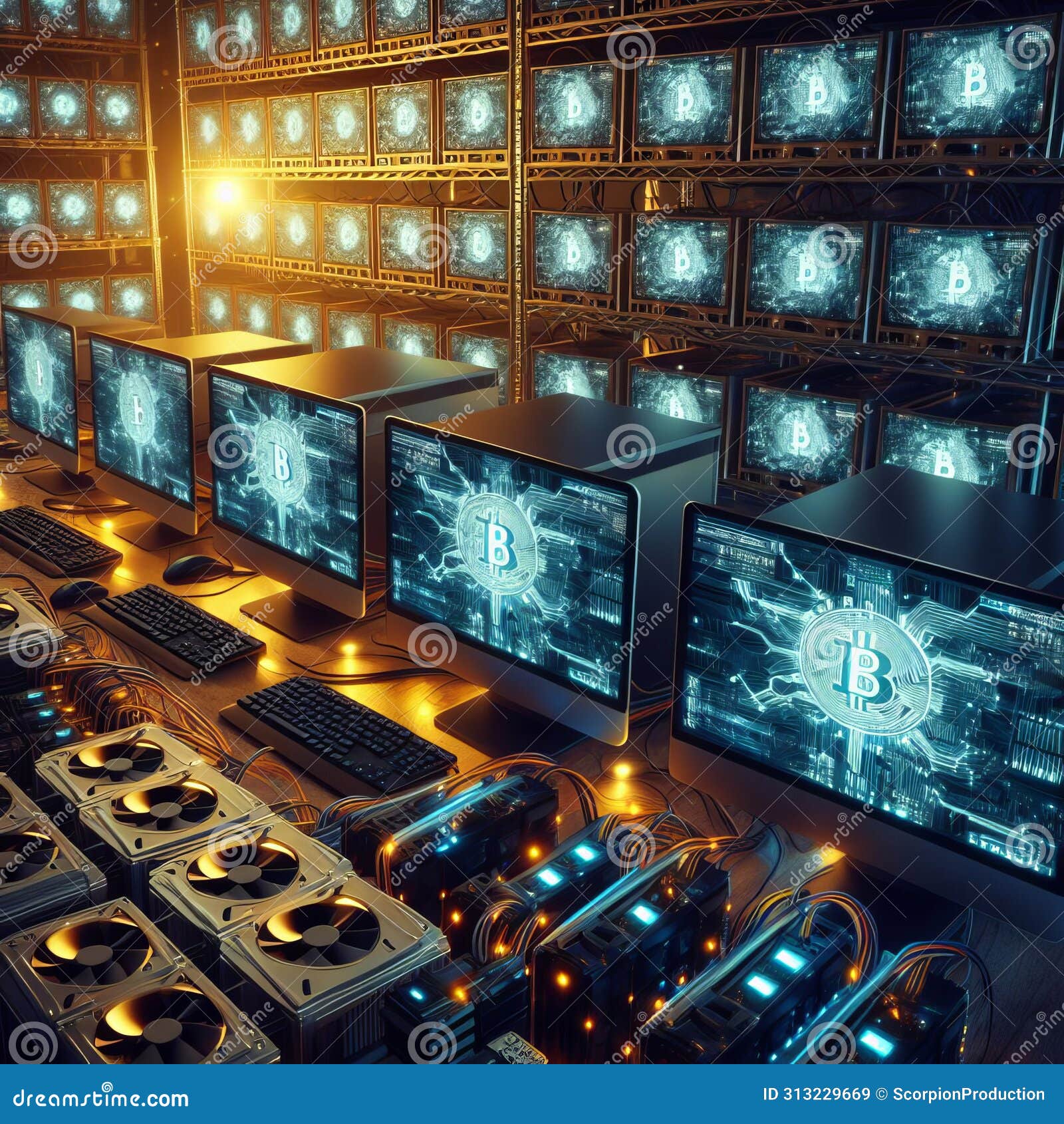 Cryptocurrency Mining Farm Setup Stock Image - Image of tech, hardware:  313229669