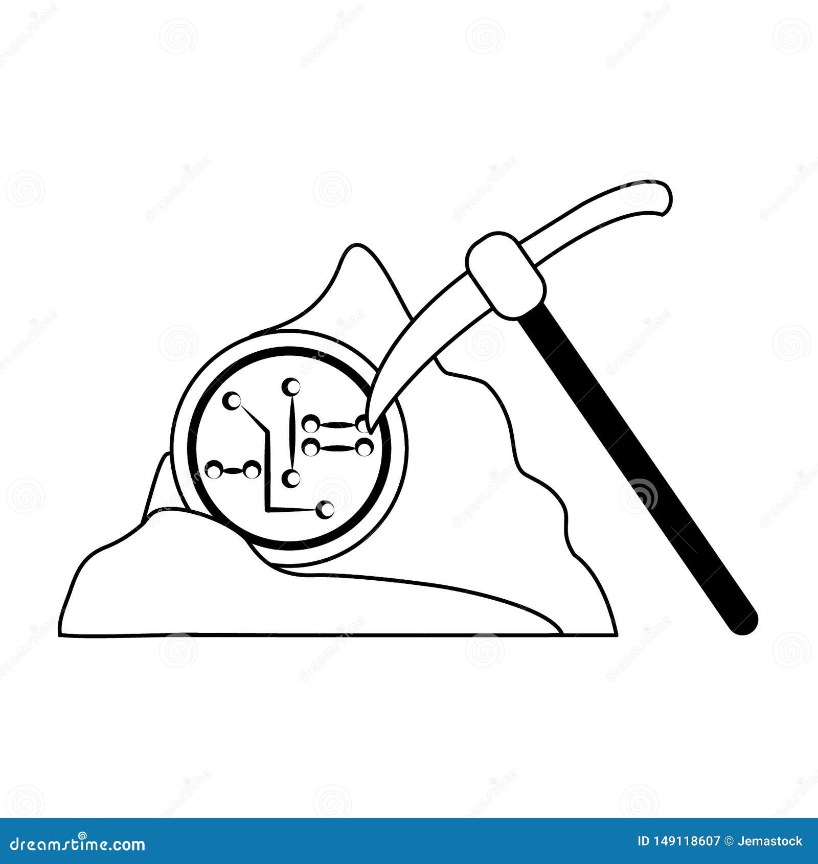 Cryptocurrency Mining Pick and Rock Symbol in Black and White Stock Vector  - Illustration of gold, bitcoin: 149118607
