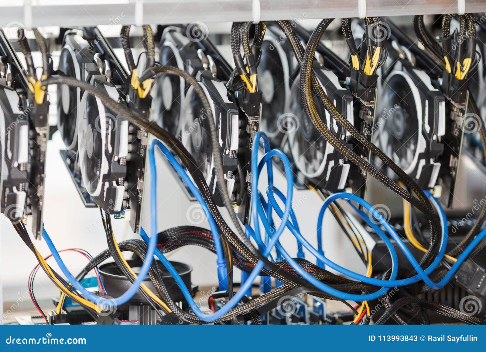 Cryptocurrency Mining Rack With Graphics Cards Stock Image Image Of Exchange Card 113993843