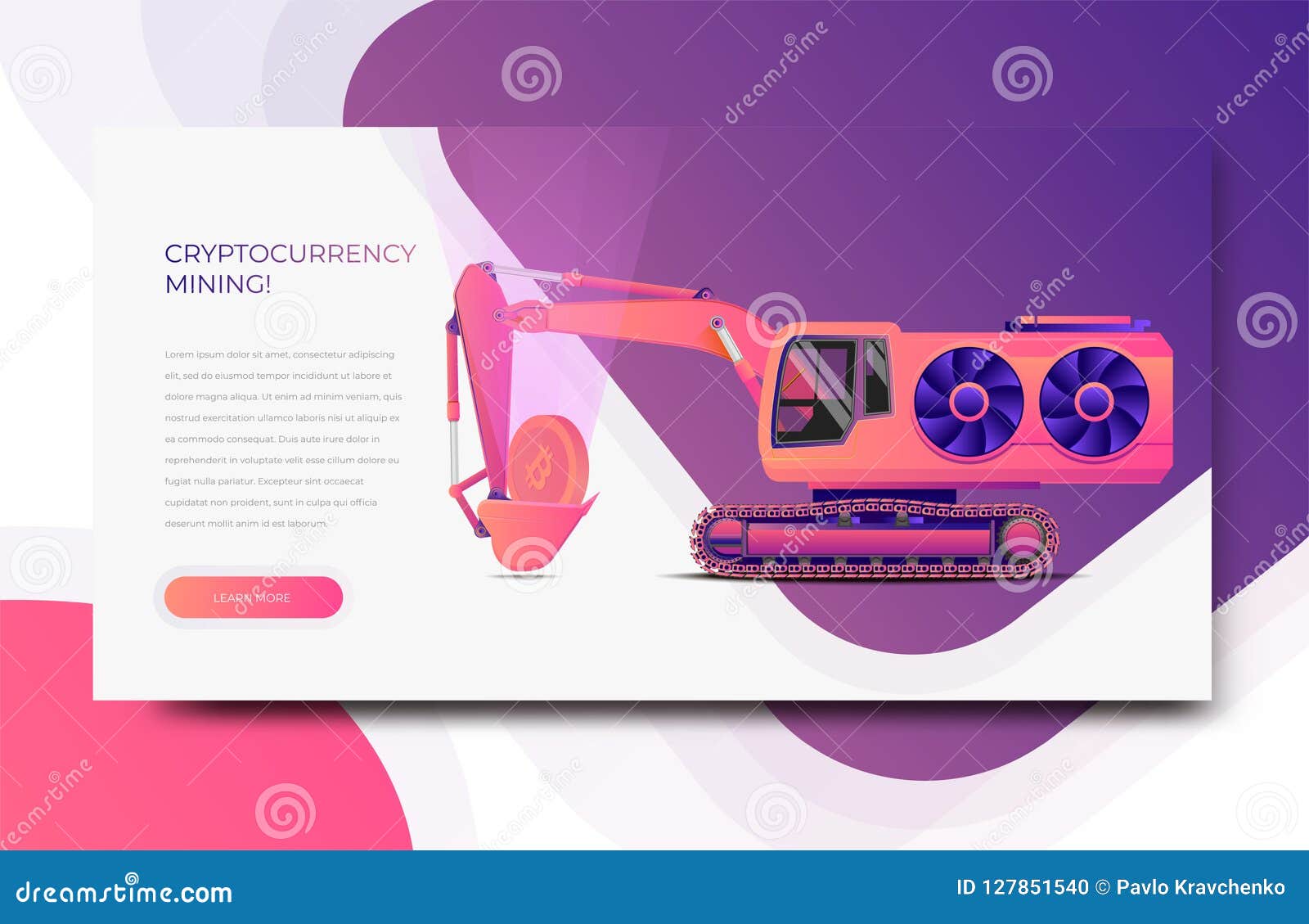 Cryptocurrency Mining Web Banner Template. Modern Styled Trendy Vector  Illustration. Stock Vector - Illustration of background, blockchain:  127851540
