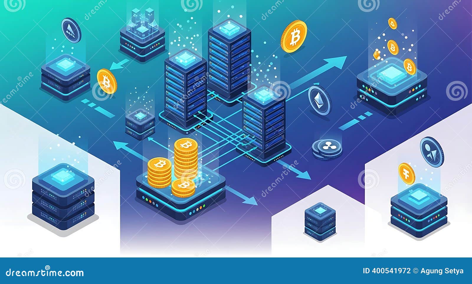Cryptocurrency Network and Blockchain Technology Stock Illustration -  Illustration of currency, network: 400541972