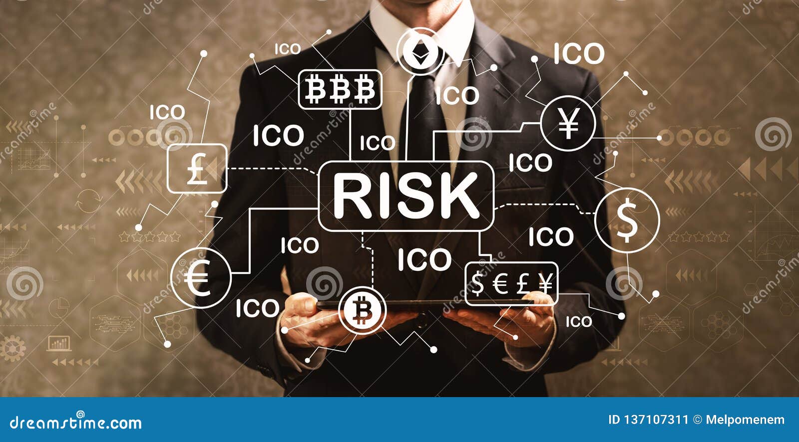 Cryptocurrency Risk Theme With Businessman Holding A ...