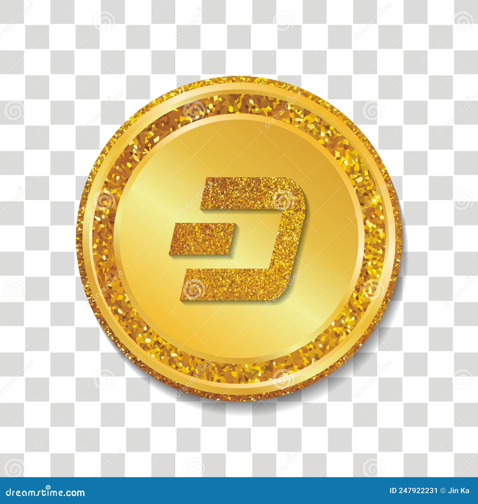 DASH Cryptocurrency Icon Witth Golden Stock Vector - Illustration of emblem,  finance: 247922231