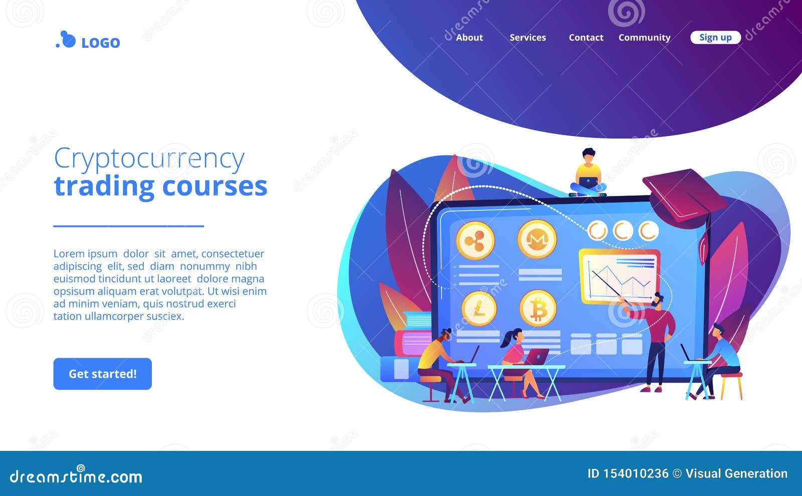 Cryptocurrency Trading Courses Concept Landing Page Stock ...