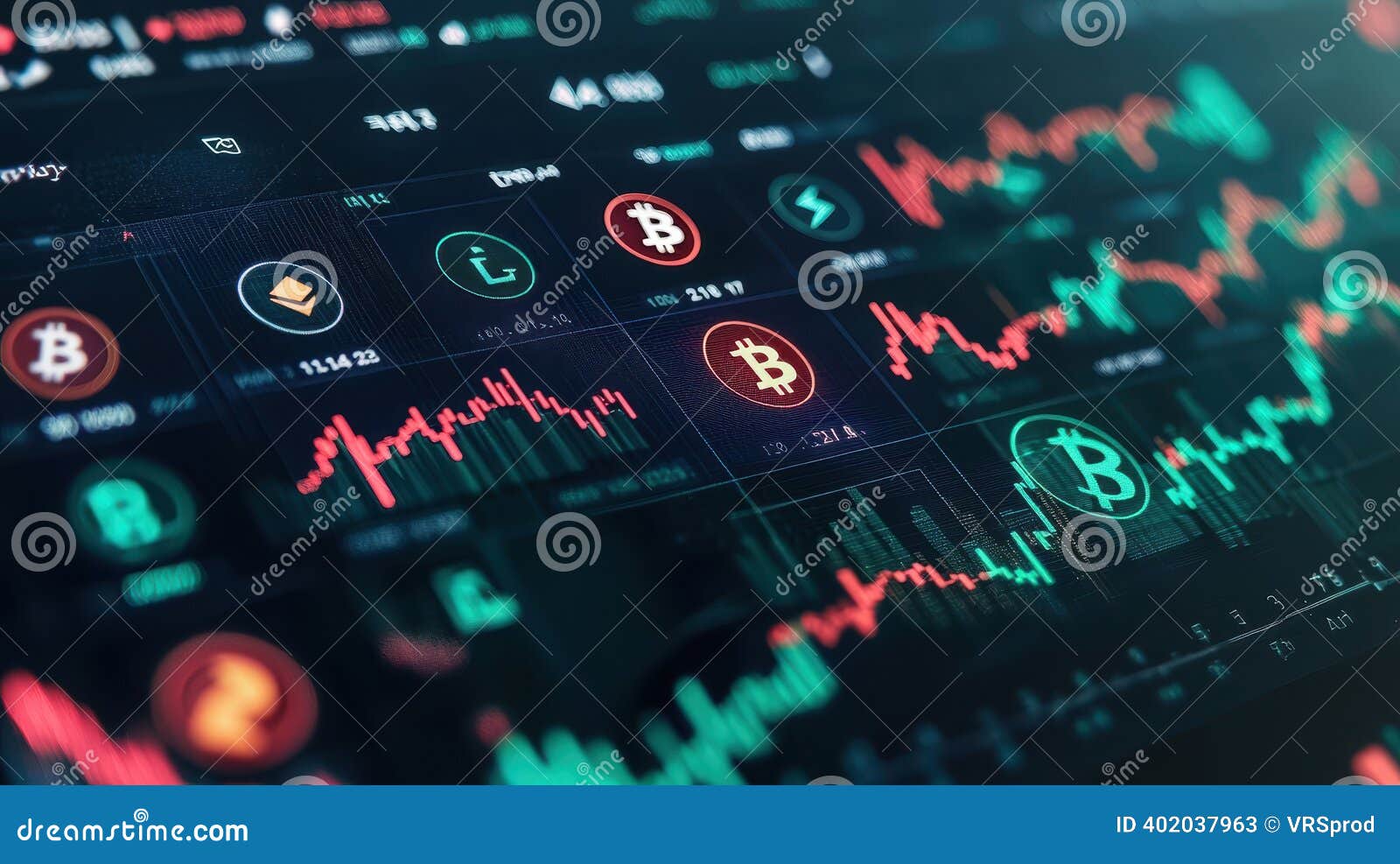 Cryptocurrency Trading Screen with Bitcoin Price Fluctuations Stock Image -  Image of financial, market: 402037963