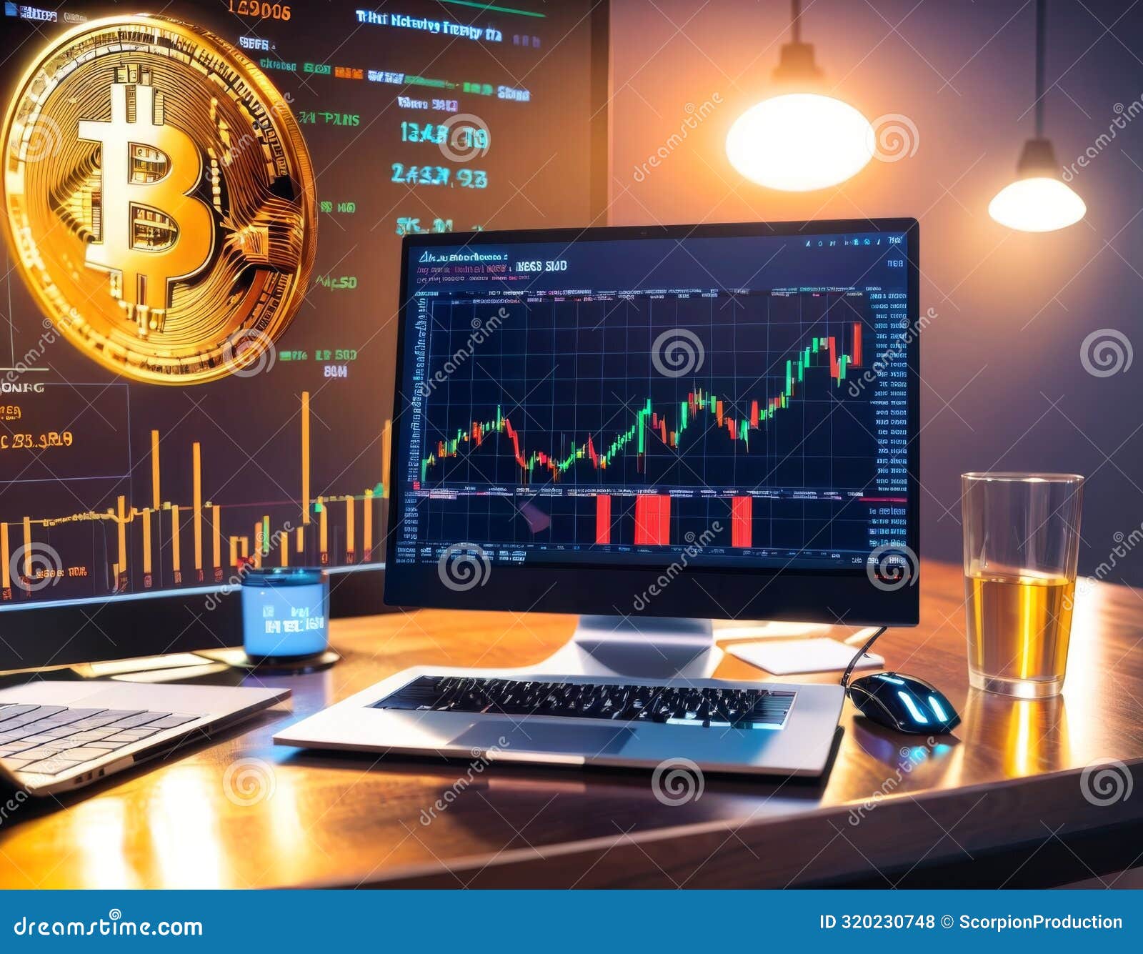 Cryptocurrency Trading Workspace Stock Photo - Image of monitor,  investment: 320230748