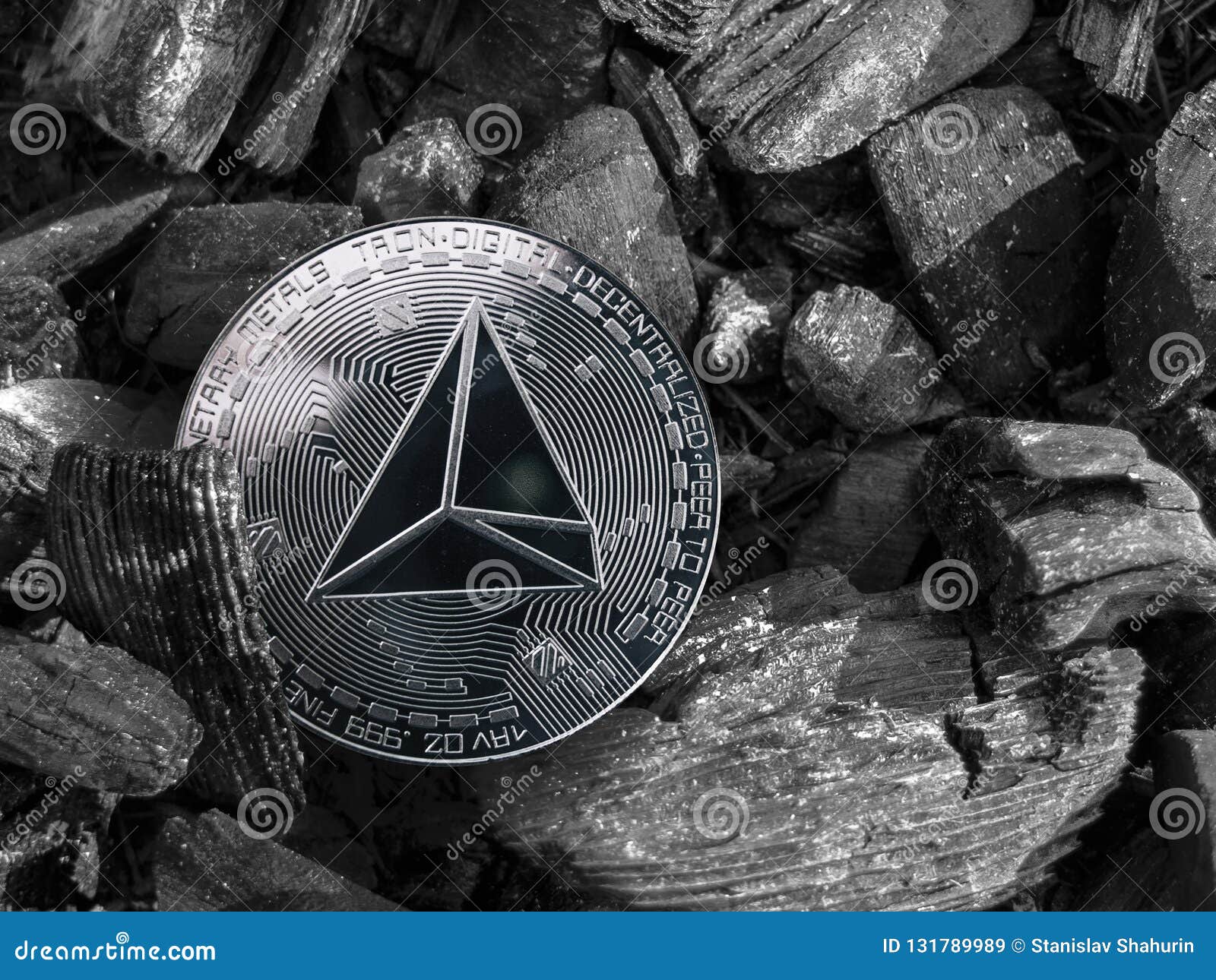 Cryptocurrency Trx Coin Lies on Coal. Mining and Energy for Mining.  Editorial Stock Image - Image of industry, bank: 131789989