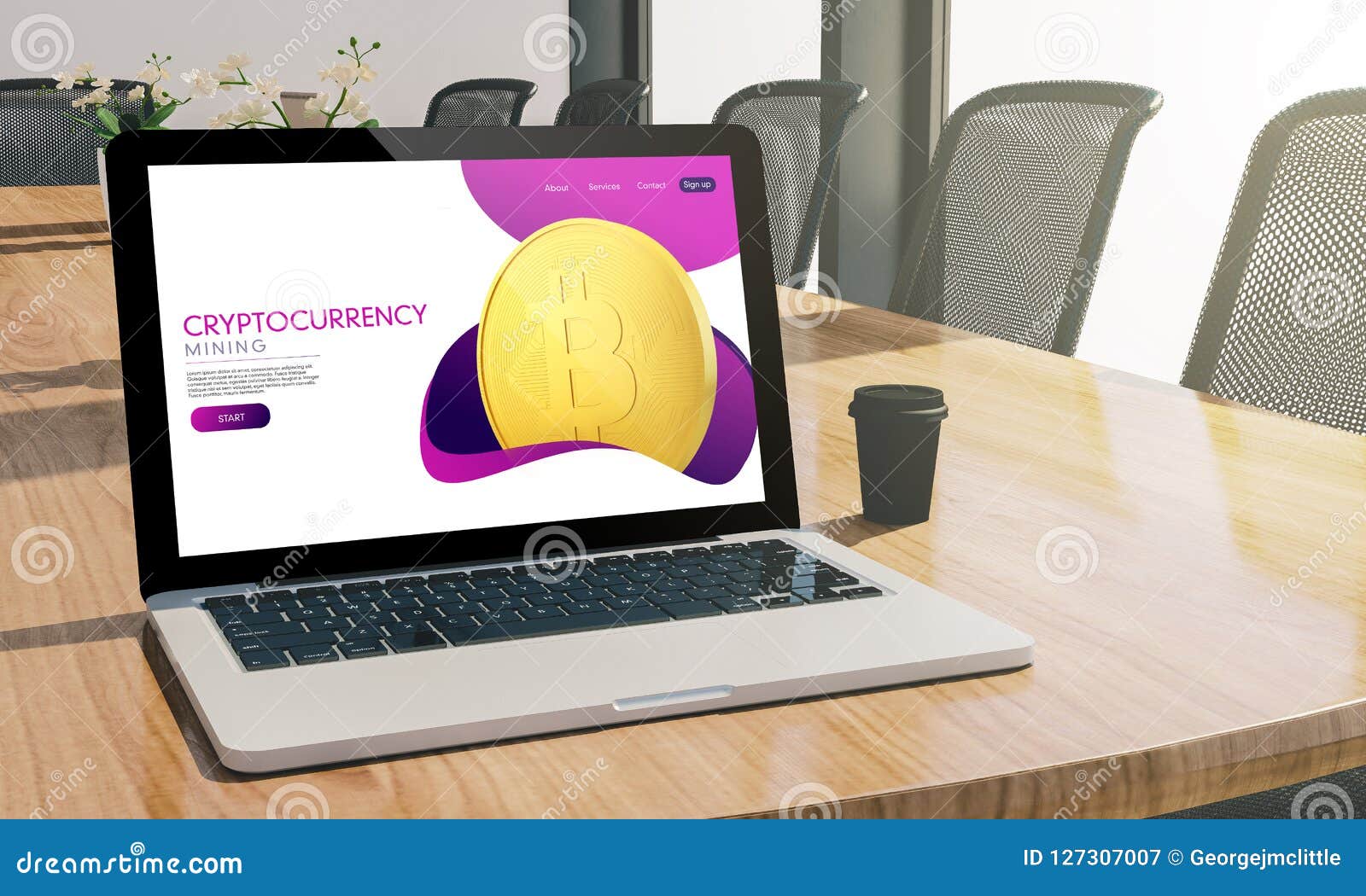 Download Cryptocurrency Website Screen Laptop At Conference Room Mockup Stock Image - Image of conference ...