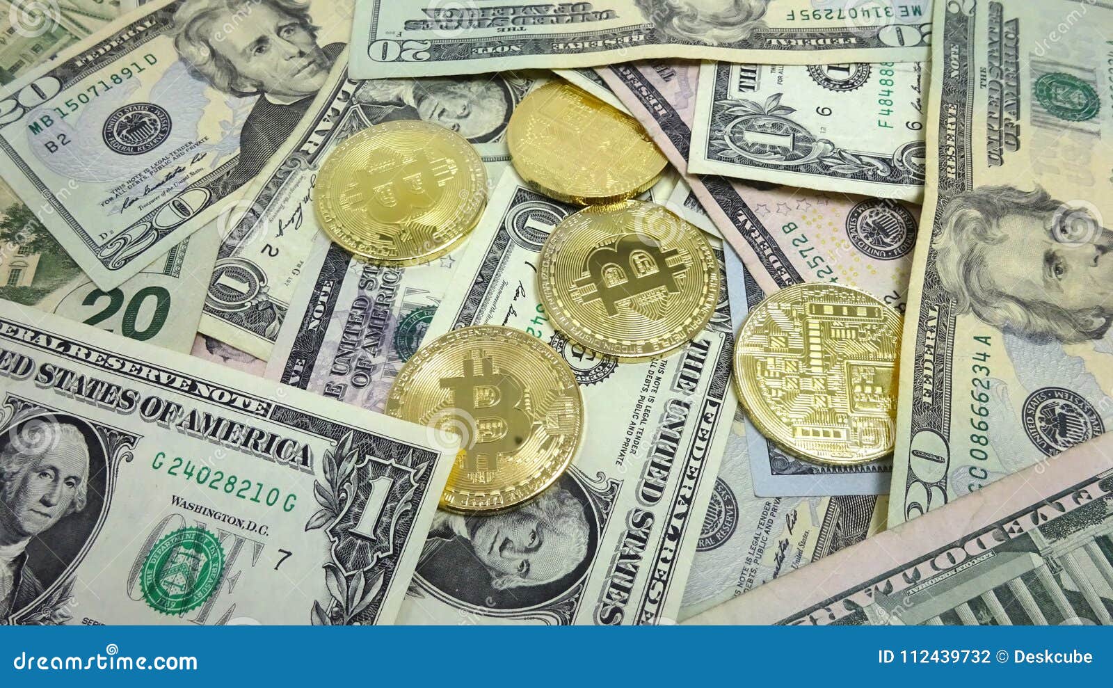 Bitcoin and Dollar Bills. Photo Image Composition Stock Photo - Image of  euro, bitcoin: 112439732