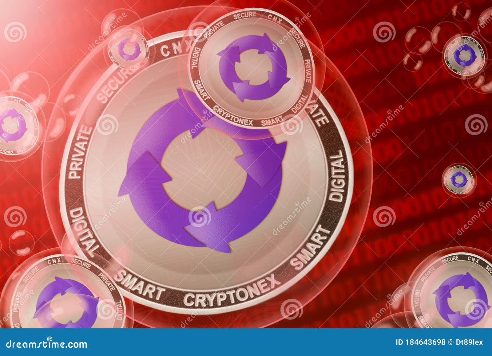 Cryptonex Crash Bubble Cryptonex Cnx Cryptocurrency Coins In A Bubbles On The Binary Code Background Stock Photo Image Of Exchange Close 184643698
