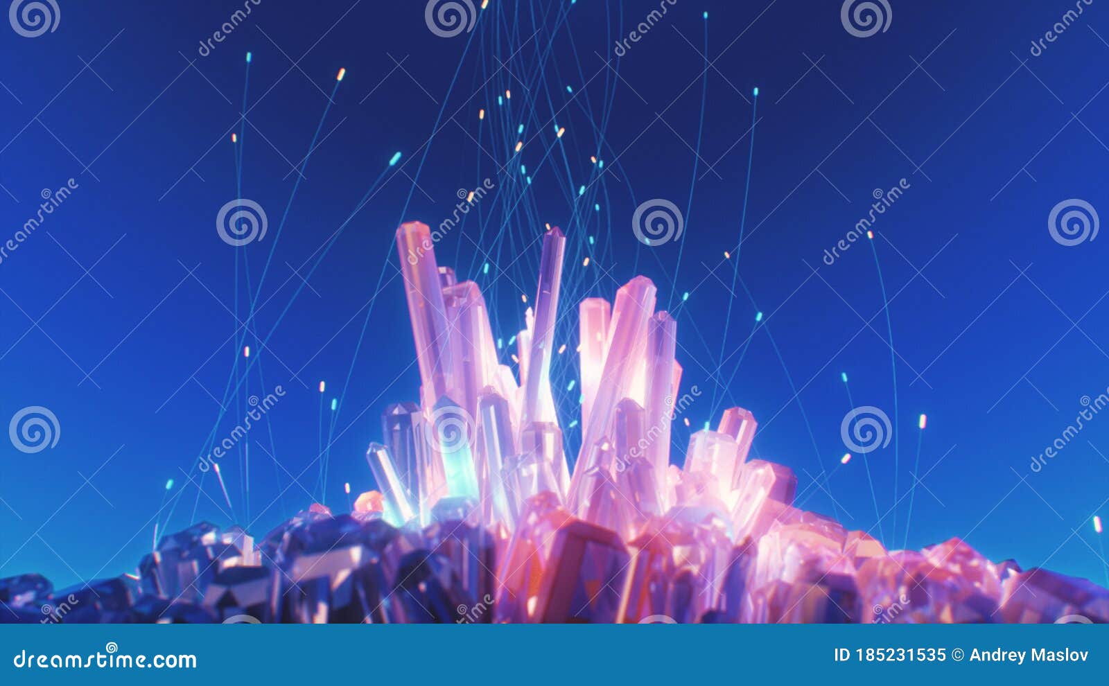 crystal abstract surface, crystals of different sizes are shining and poure