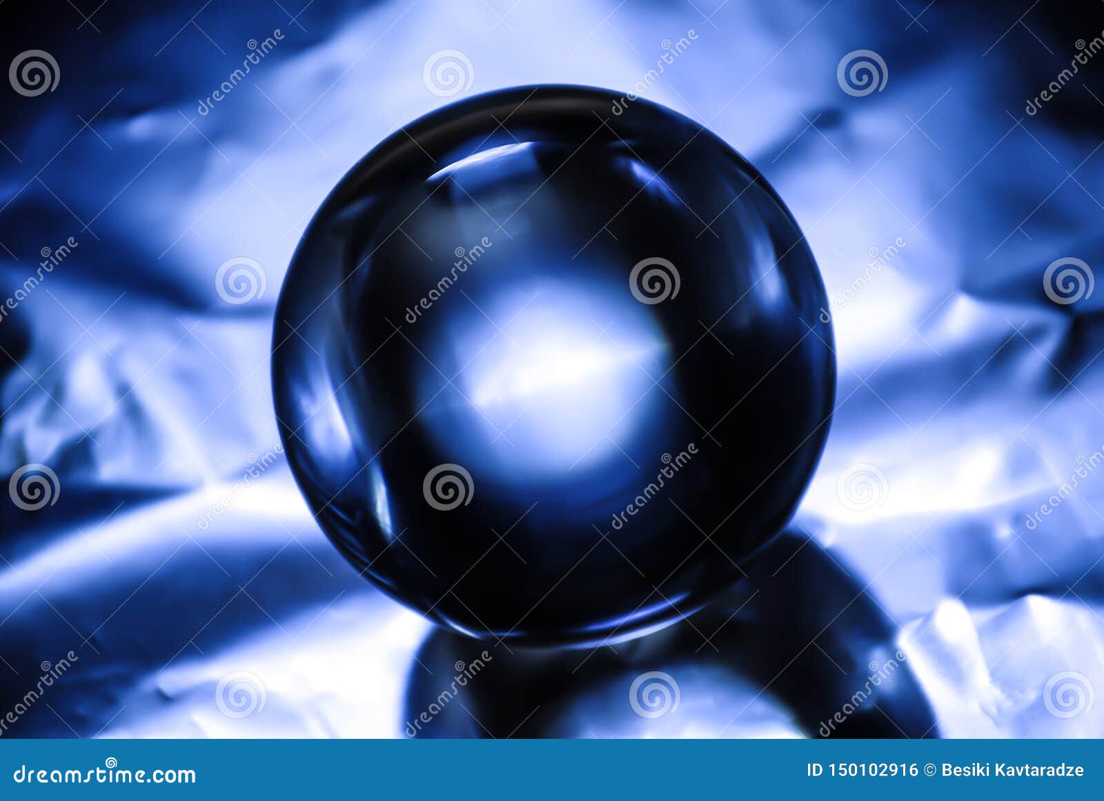 Crystal Ball in Blue Abstract Light. Stock Photo - Image of marbles