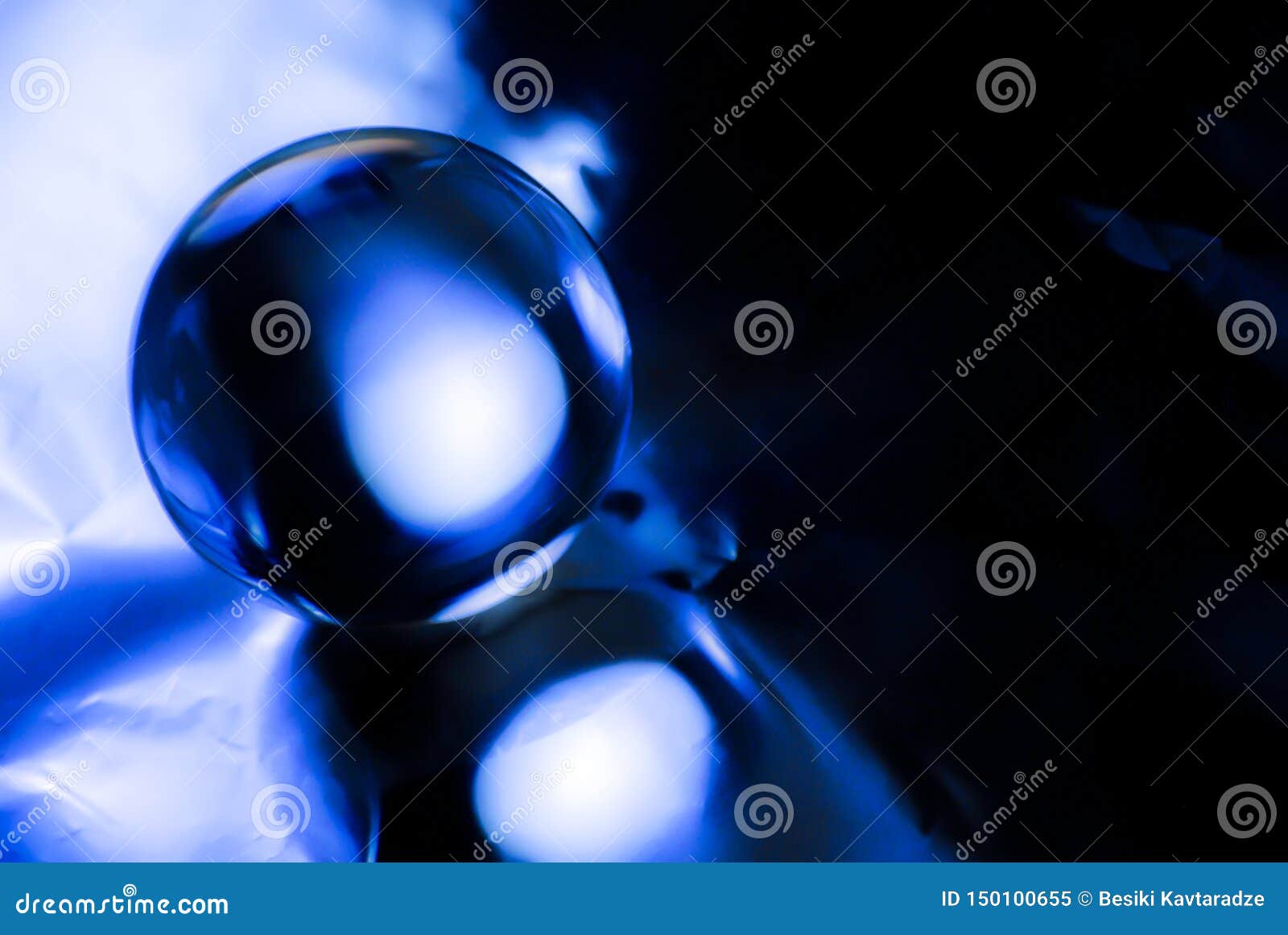 Crystal Ball in Blue Abstract Light. Stock Image - Image of decoration