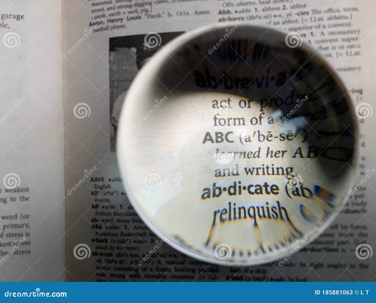 Crystal Ball on the Dictionary Stock Image Image of paper, single