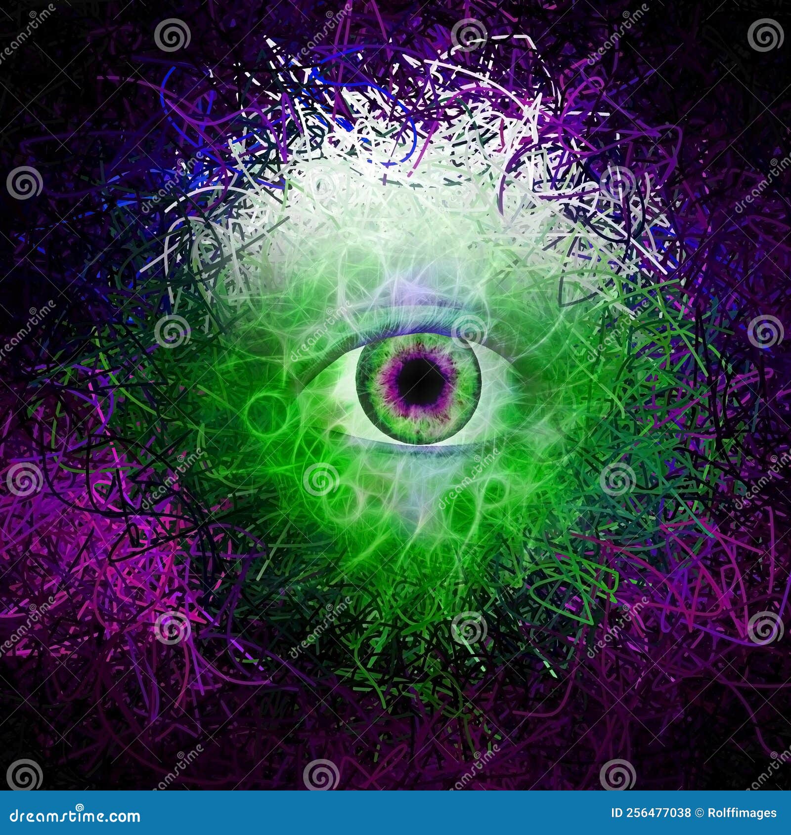 Crystal Ball with eye stock illustration. Illustration of mystical