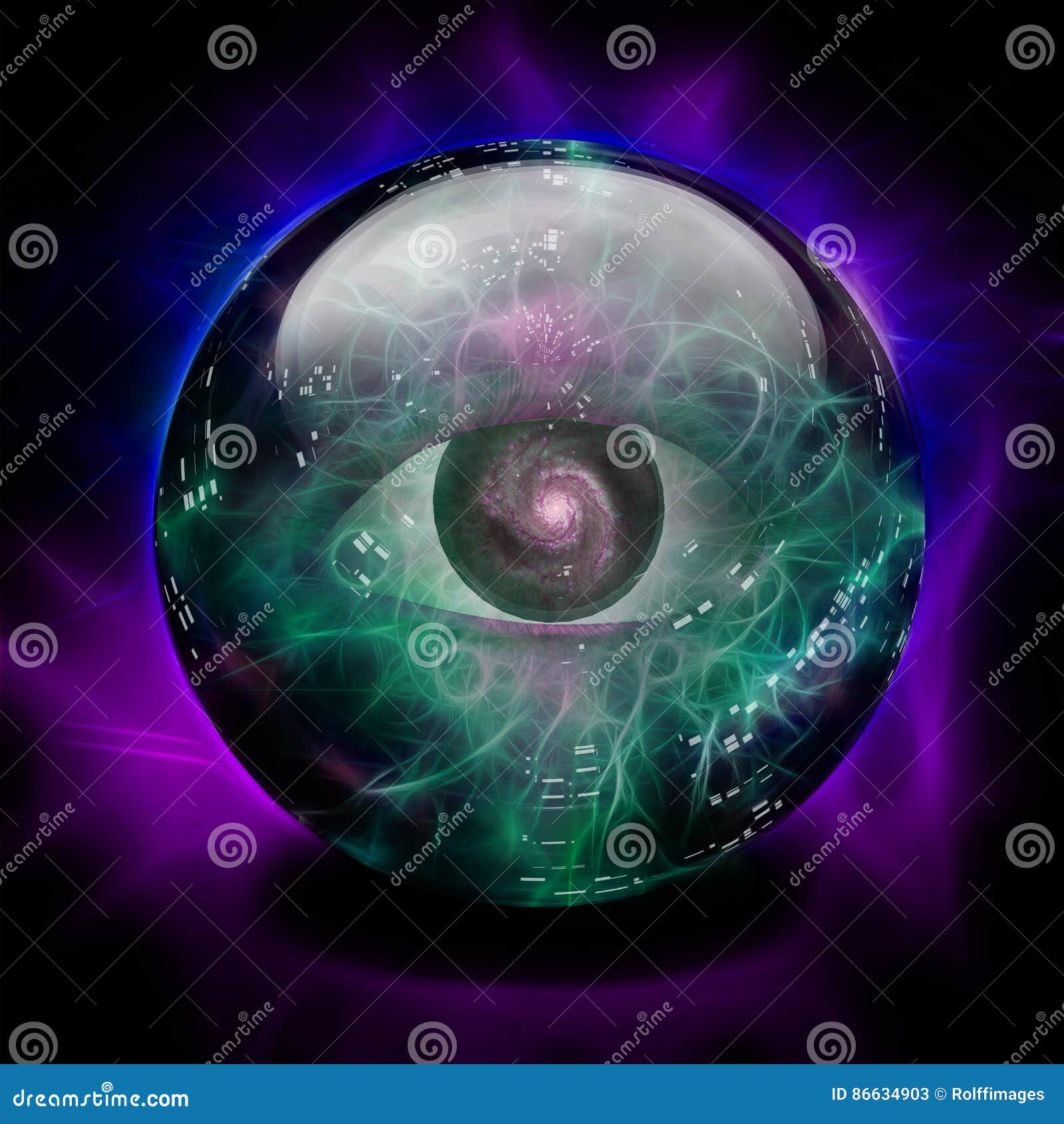 Crystal Ball with Eye stock illustration. Illustration of globe 86634903