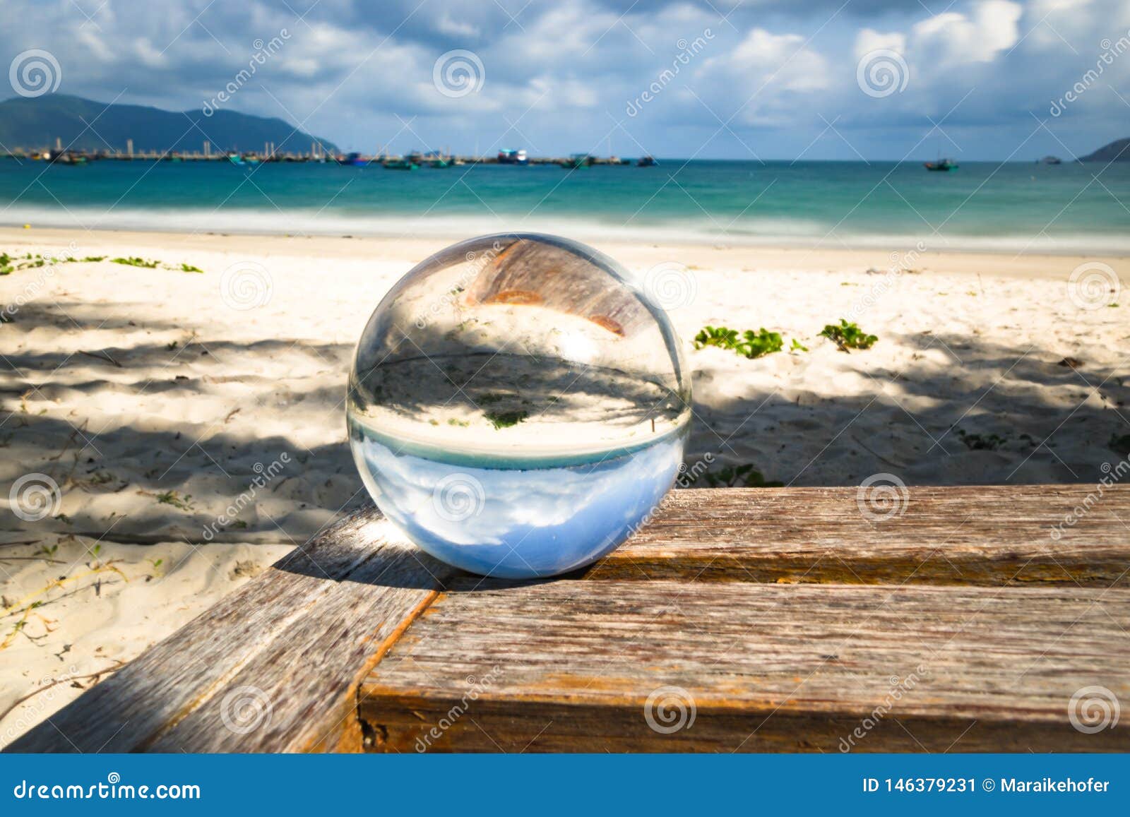 Crystal Ball and Longtime Exposure at the Beach Stock Image Image of