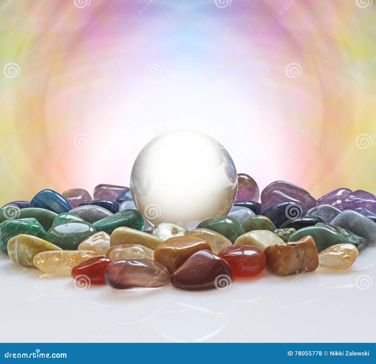 crystal ball surrounded by healing crystals