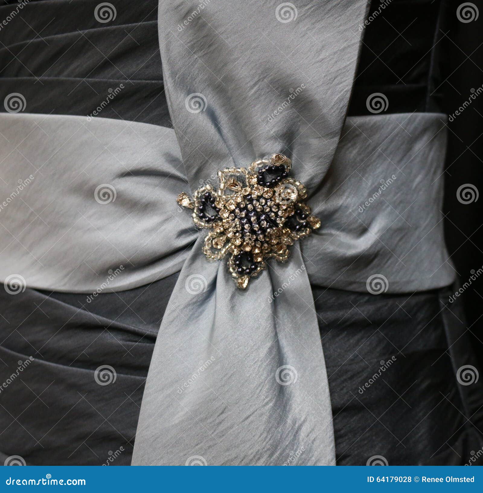 Crystal Bead and Rhinestone Embellishment on Satin Bow Stock Photo