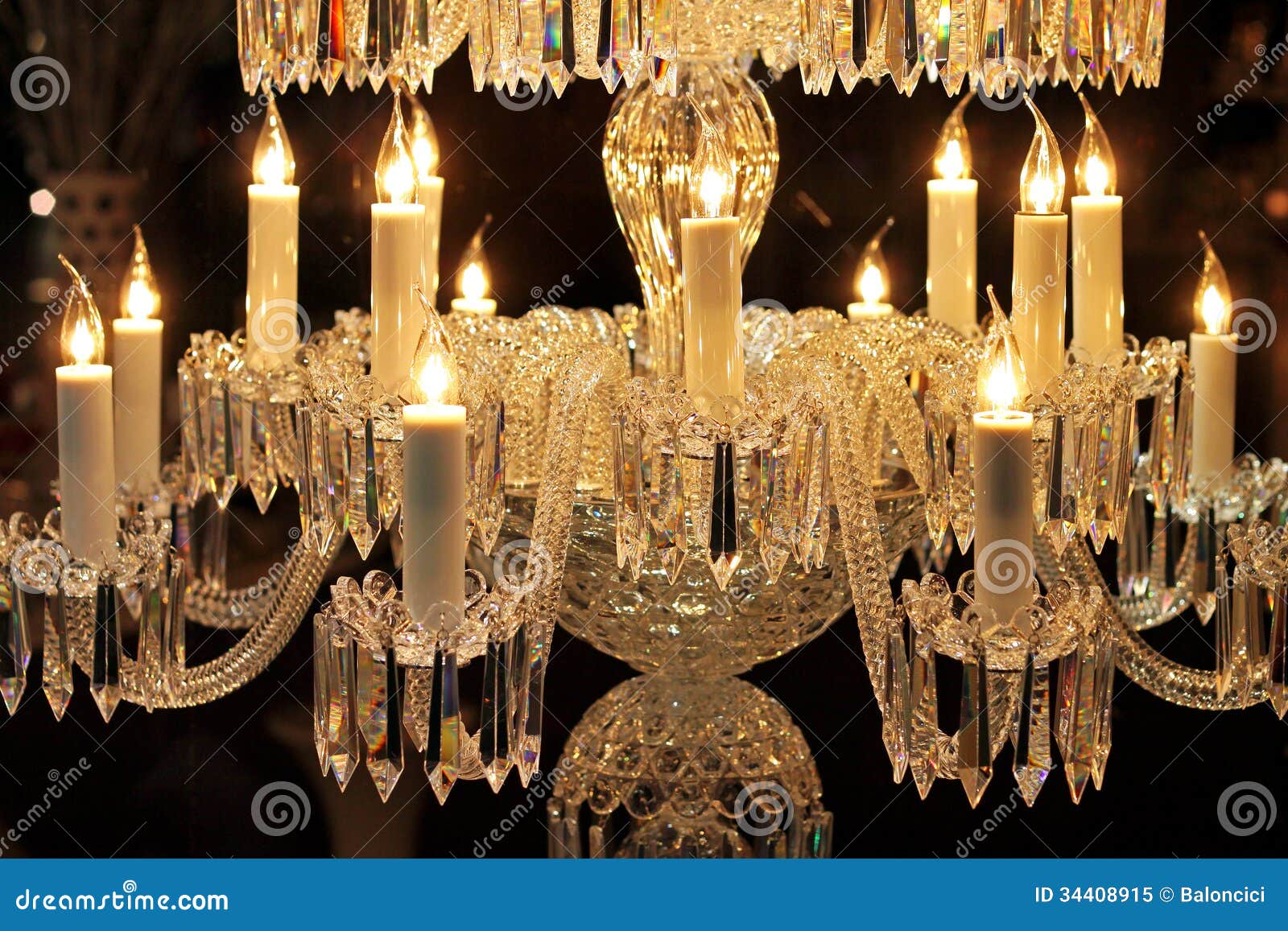 Crystal chandelier stock image. Image of candle, crystal 34408915