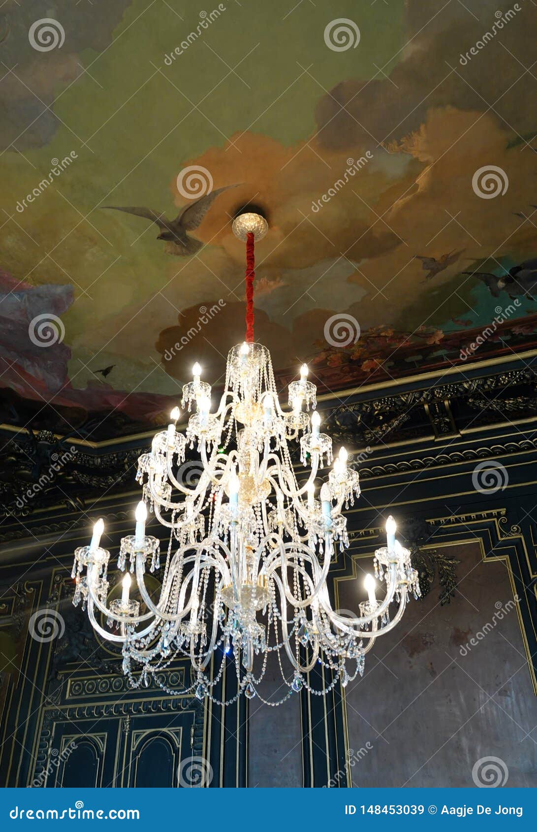 crystal chandelier at palace of royal andalusian school in jerez la flontera