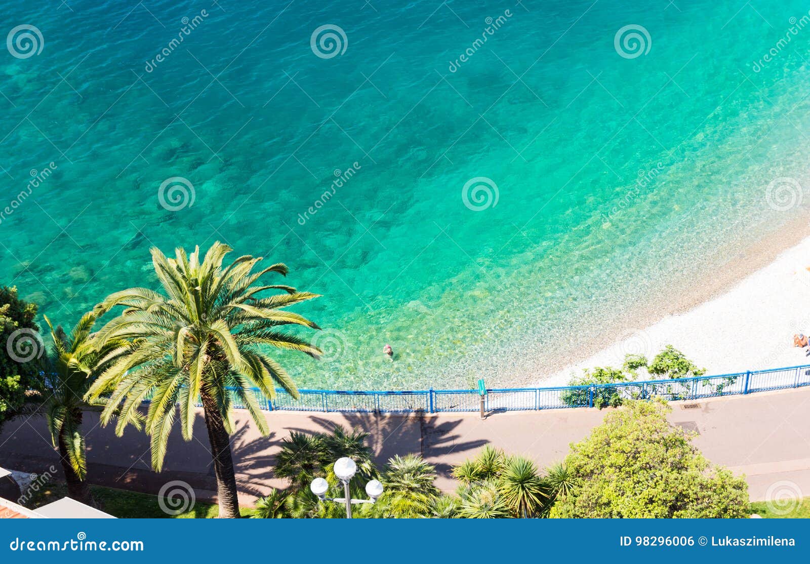 crystal clear water in nice, french riviera, cote d`azur, south france