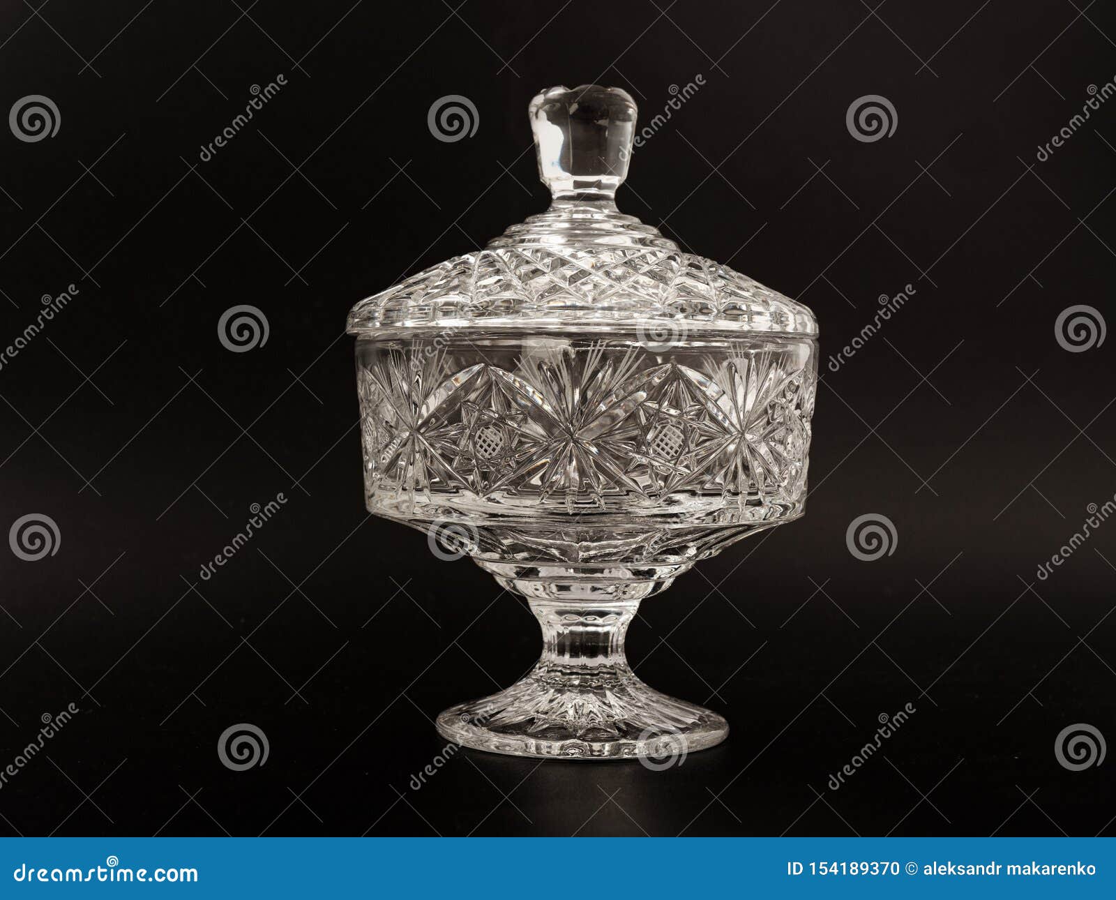 Crystal Glass Sugar Bowl on a Black Background Stock Photo Image of