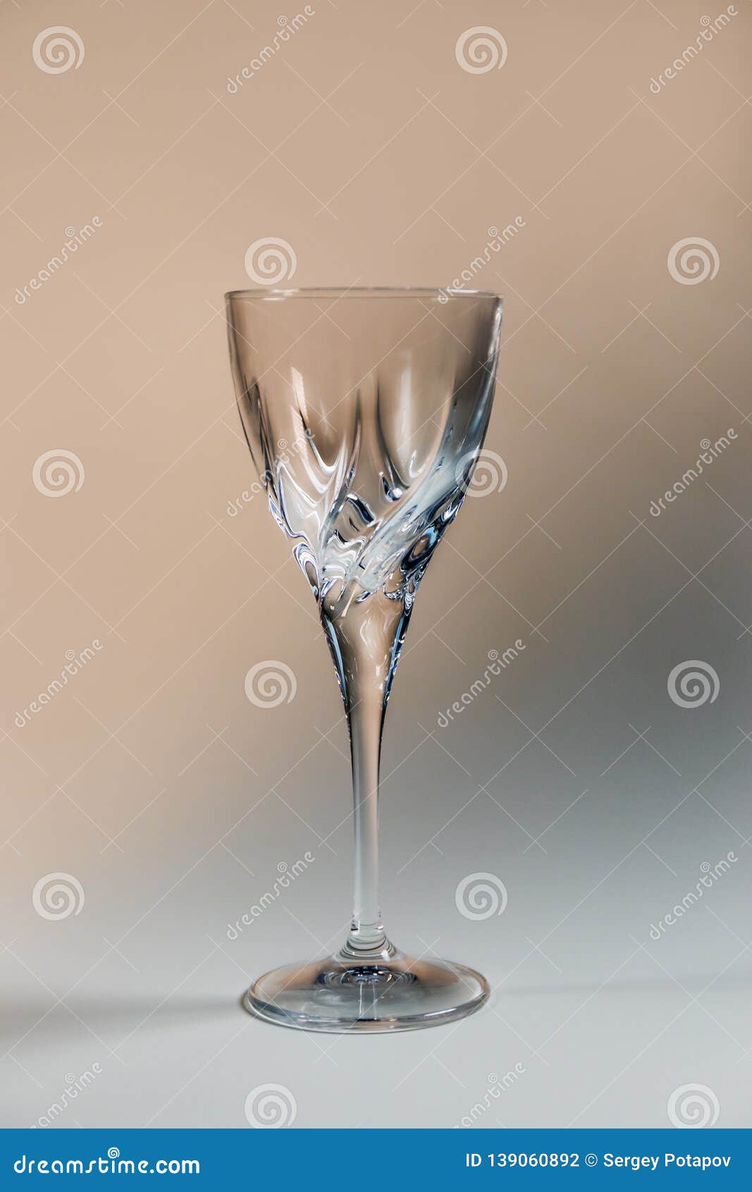 Crystal Glass on a Thin Stem for Wine. Stock Photo - Image of household,  crystal: 139060892