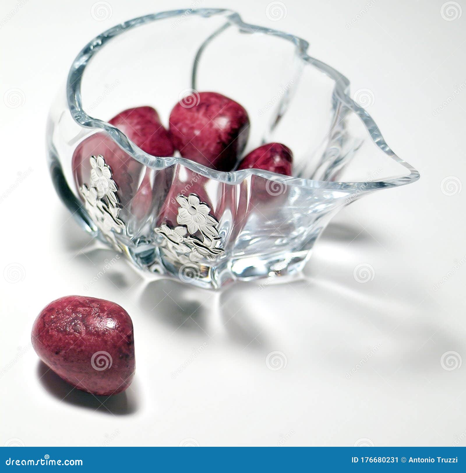 Crystal Vase with Red Stones Stock Image Image of craft, closeup
