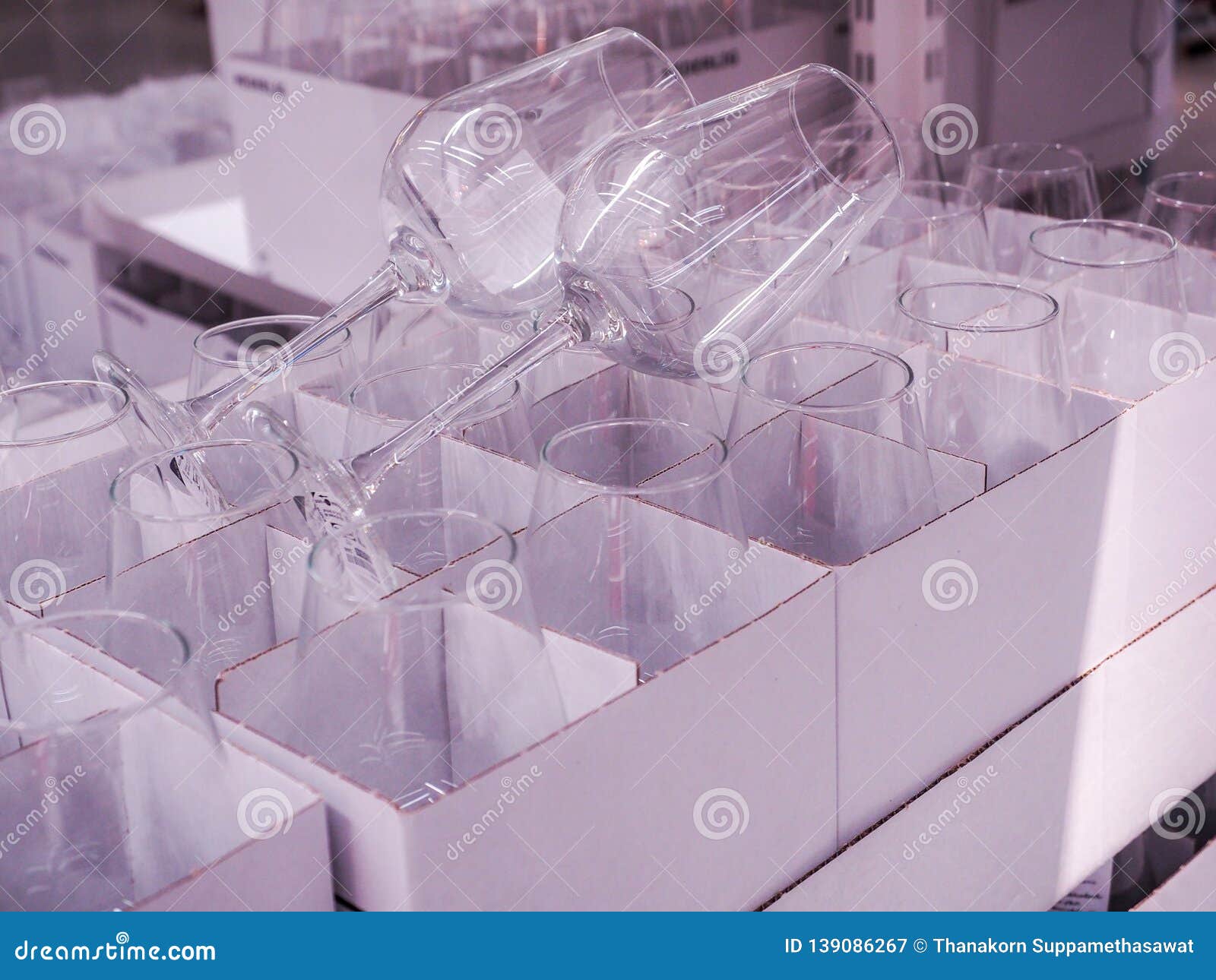Crystal Wine Glasses Sale Display Stock Image Image of clear, glass
