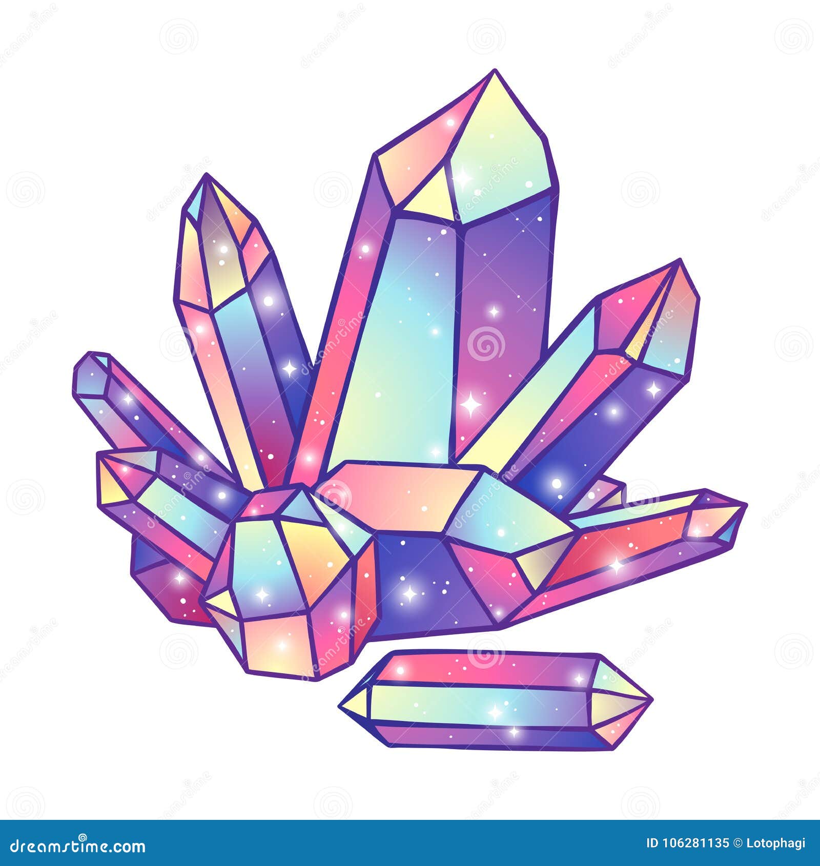 Giant Crystal Design, Magic Crystals Illustration - Crystal Gems - Sticker