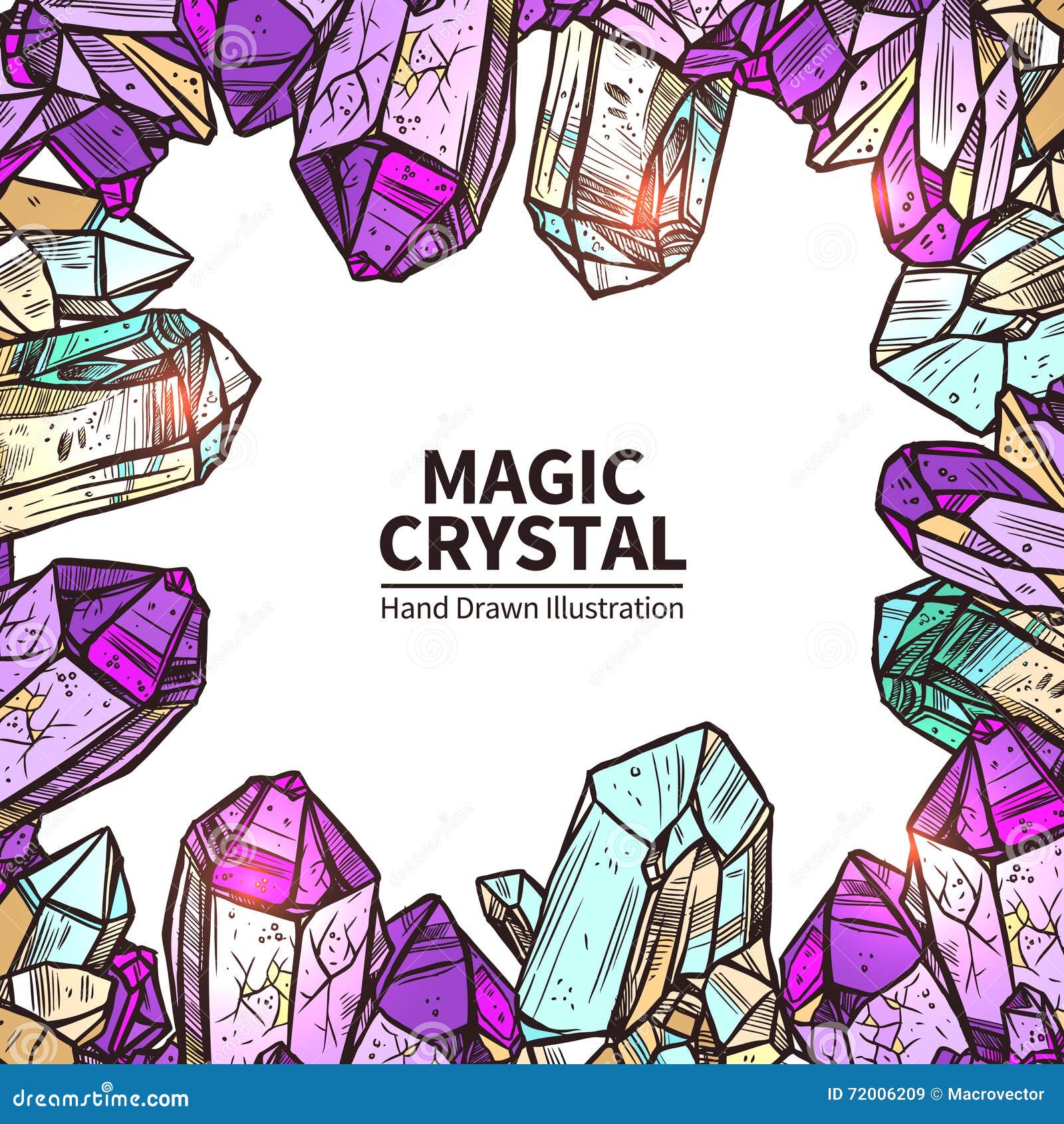 crystals hand drawn 