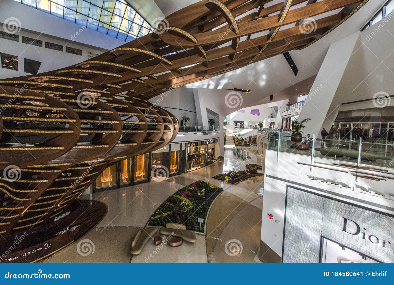 Exterior of Louis Vuitton storefront at the Crystals Shops in Las Vegas City  Center. Stock Photo