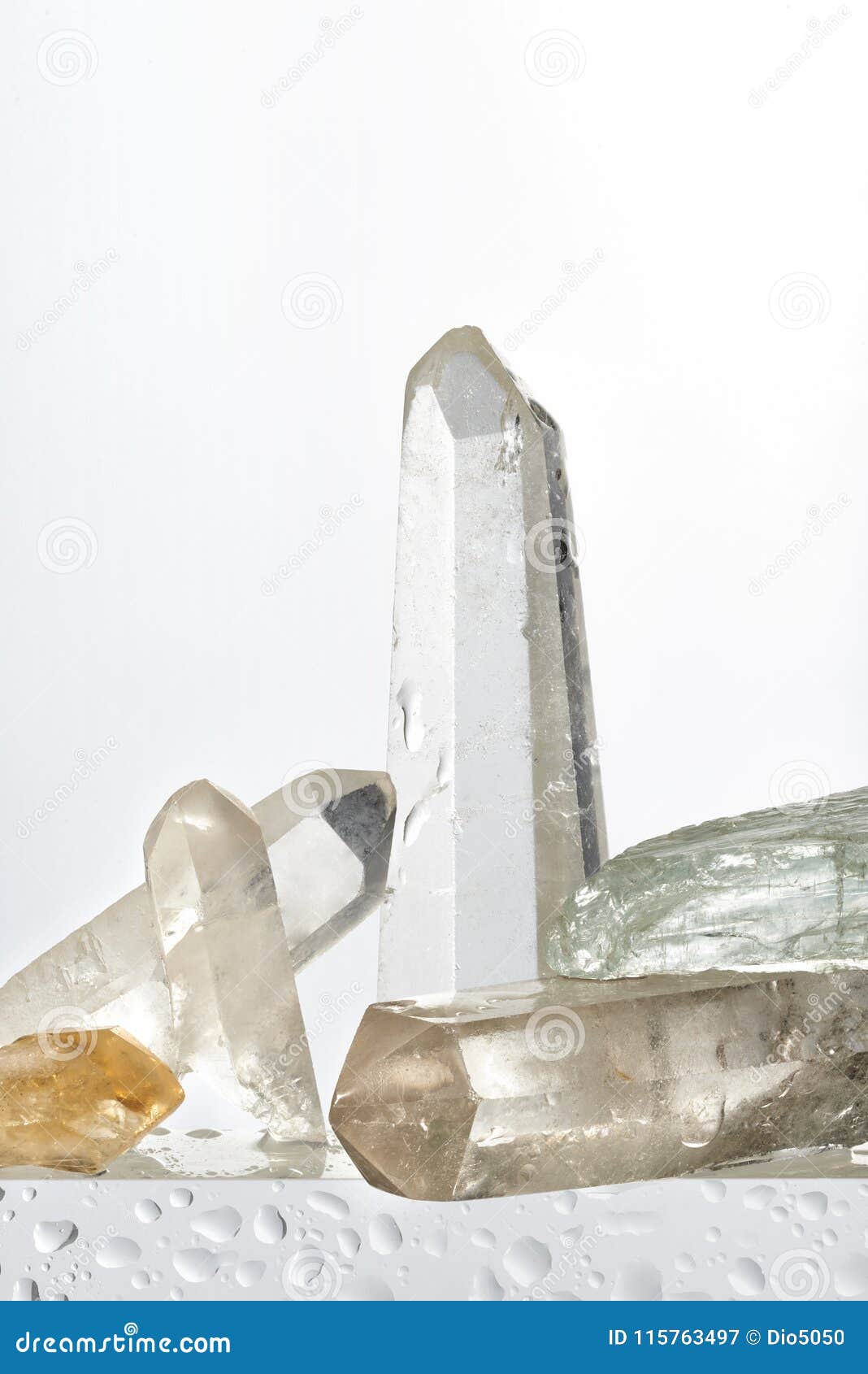 crystals on white background