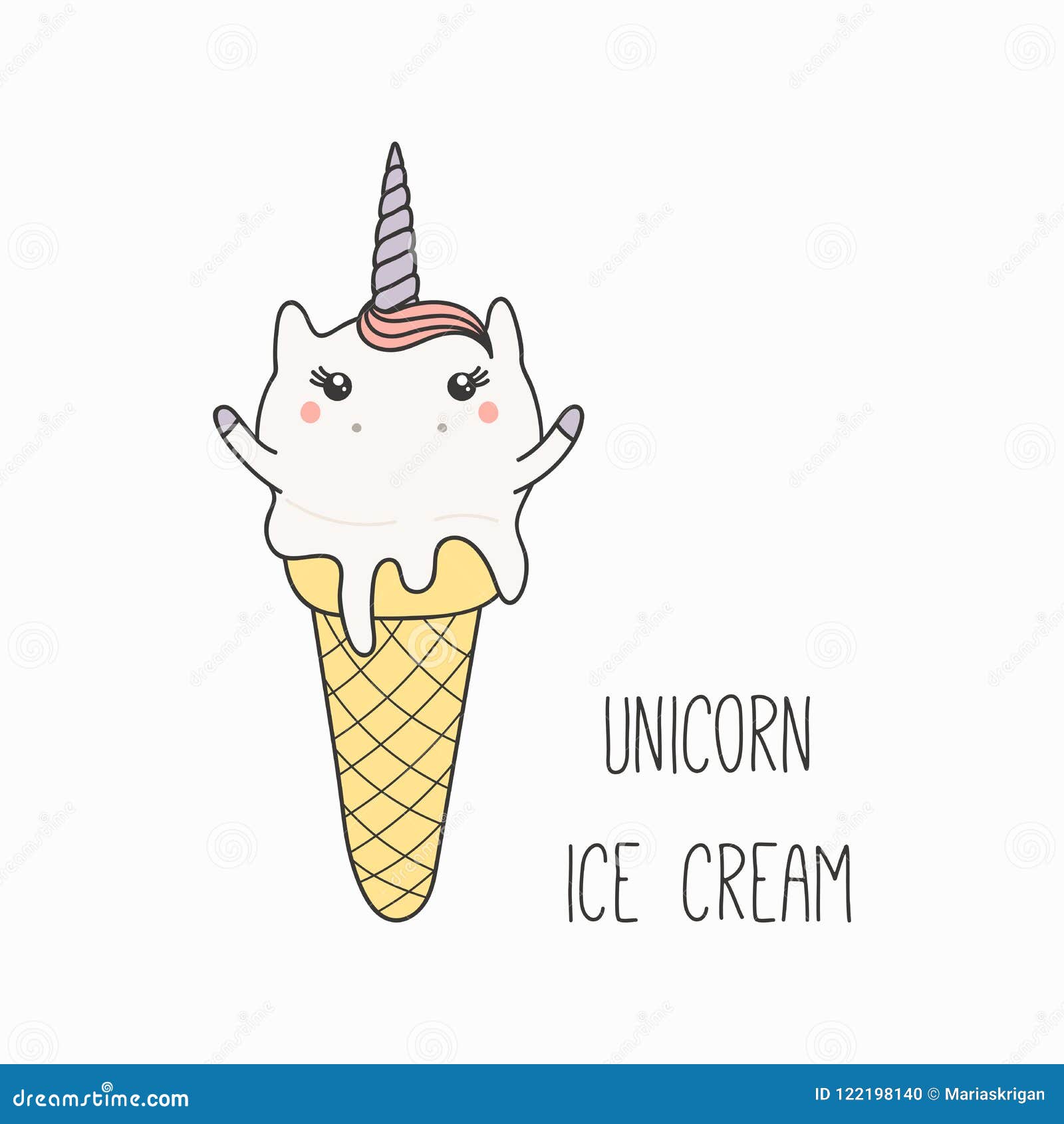 Crème Glacée De Licorne De Kawaii Illustration de Vecteur