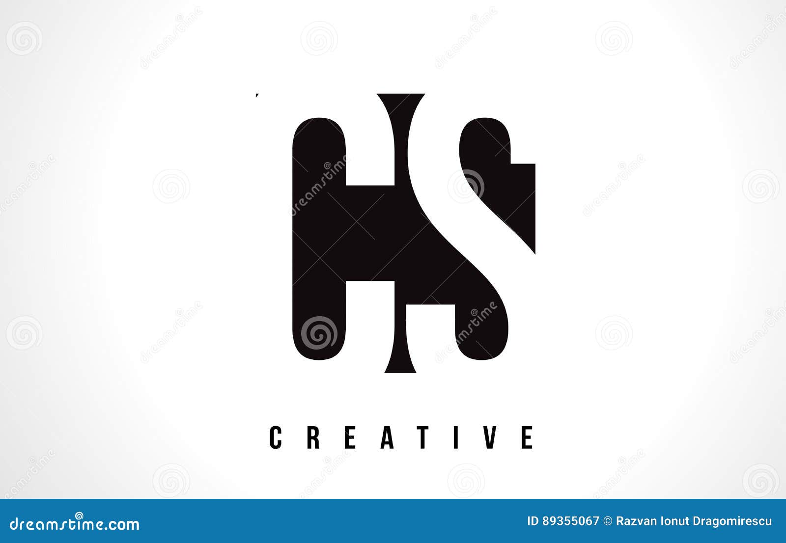 CS C S White Letter Logo Design with Black Square. Stock Vector