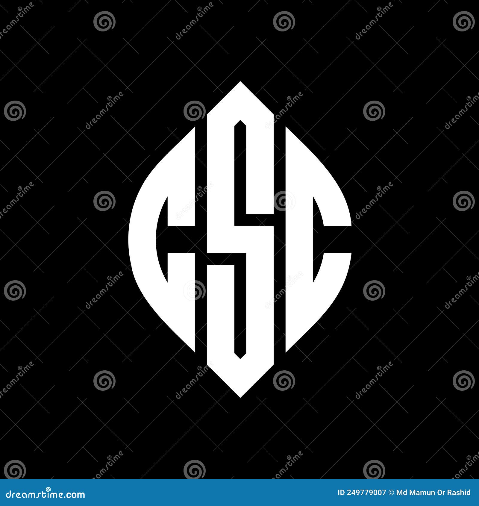 csc circle letter logo  with circle and ellipse . csc ellipse letters with typographic style. the three initials form a