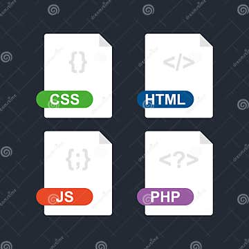 Css, Html, Js, Php. Collection of Web Development File Format Flat Icon ...