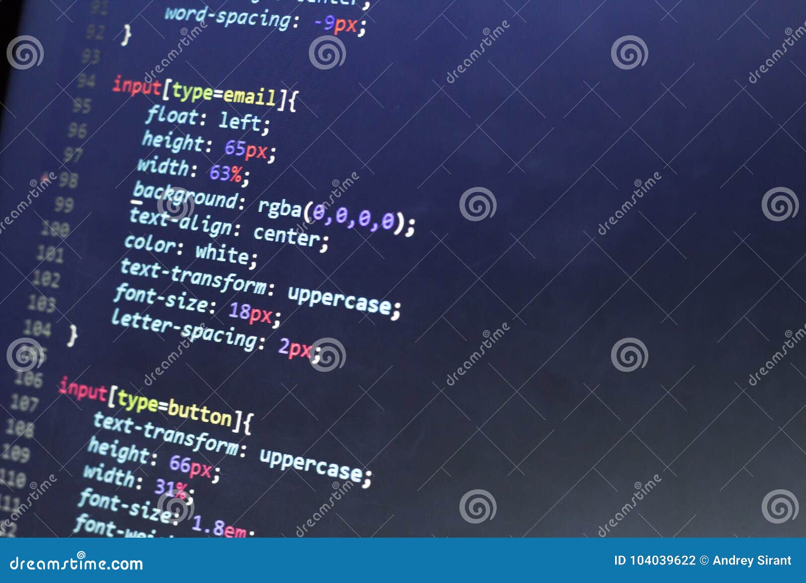 CSS Stylesheet Code. Computer Programming Source Code Abstract Screen ...