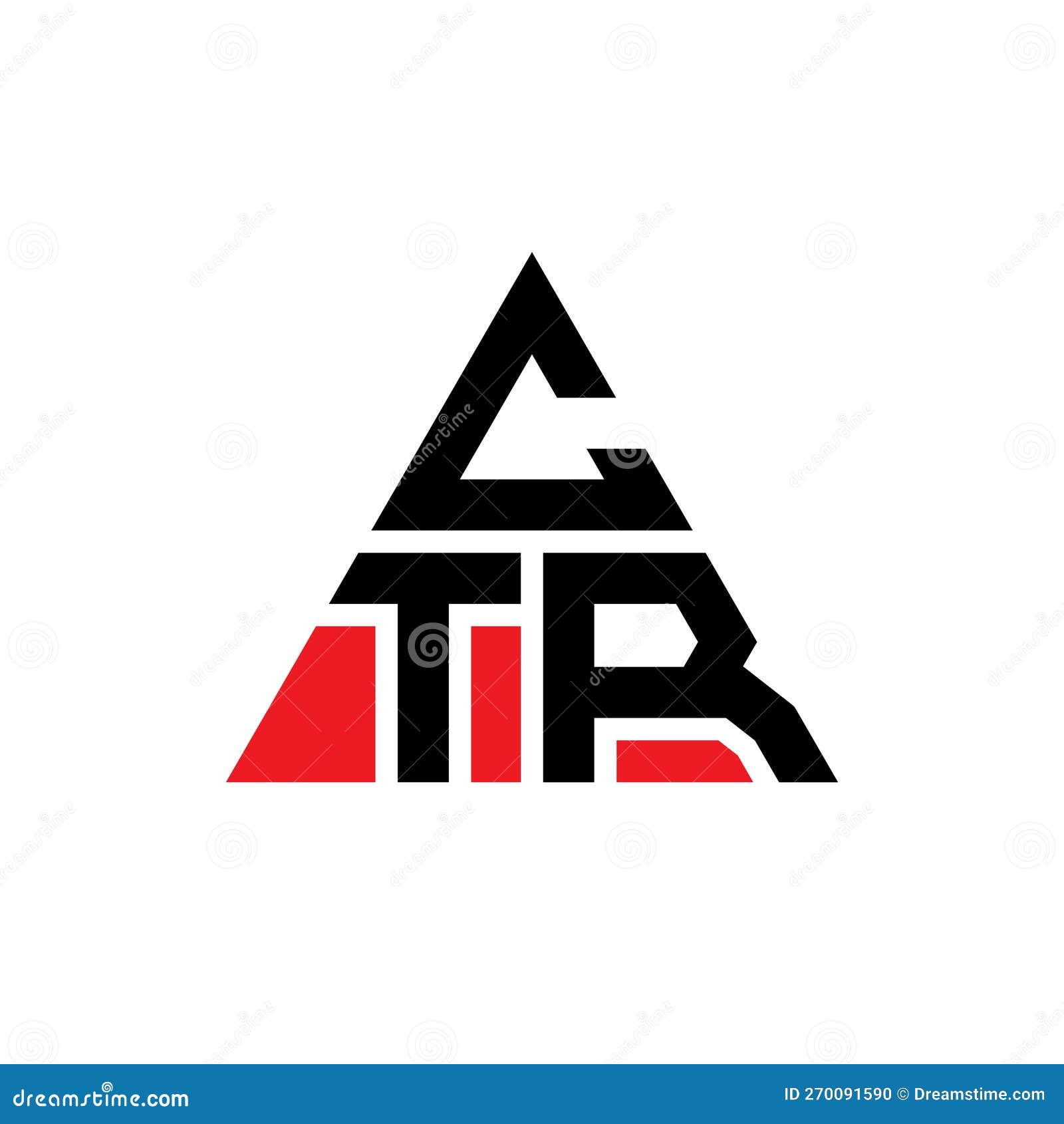 ctr triangle letter logo  with triangle . ctr triangle logo  monogram. ctr triangle  logo template with red