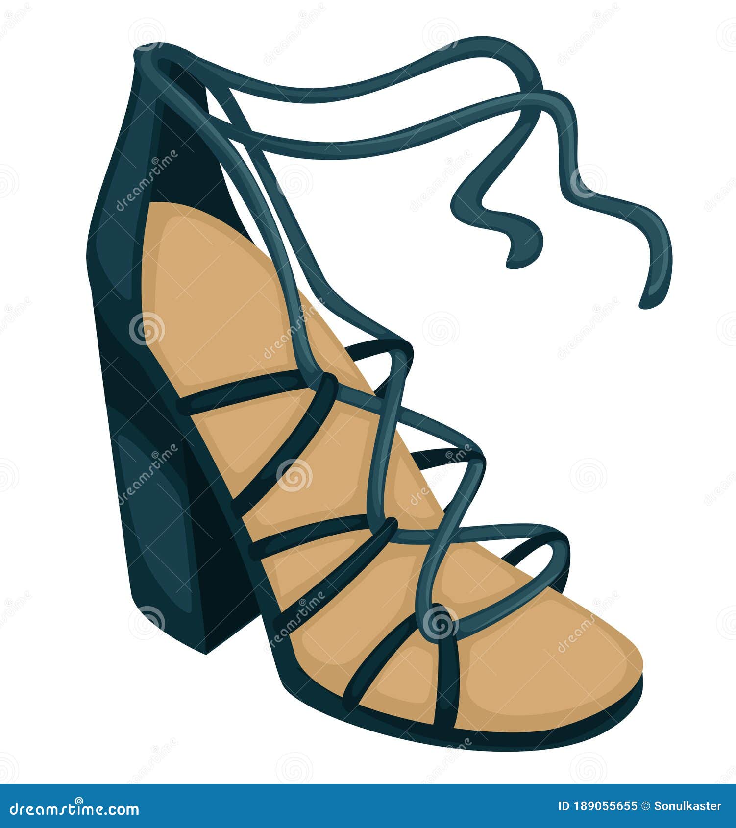 Cuñas Con Cordones Moda Mujeres Calzado De Moda Ilustración del Vector - Ilustración zapatos, encanto: 189055655