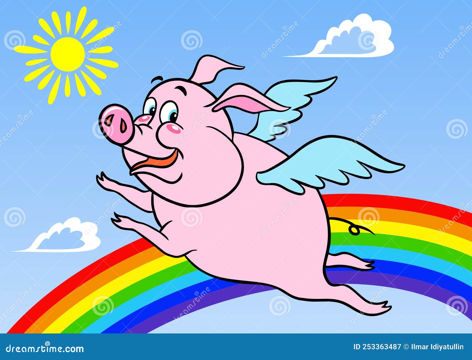 Cuando Vuelan Los Cerdos. Cerdo De Dibujos Animados Rosa. Un Pequeño Y Feliz Cerdo Con Alas Vuela Sobre El Arco Iris. Cerdos De Mo Ilustración del Vector - Ilustración de asombroso, aerotransportado: Cuando Vuelan Los Cerdos. Cerdo De Dibujos Animados Rosa. Un Pequeño Y Feliz Cerdo Con Alas Vuela Sobre El Arco Iris. Cerdos De Mo Ilustración del Vector - Ilustración de asombroso, aerotransportado: