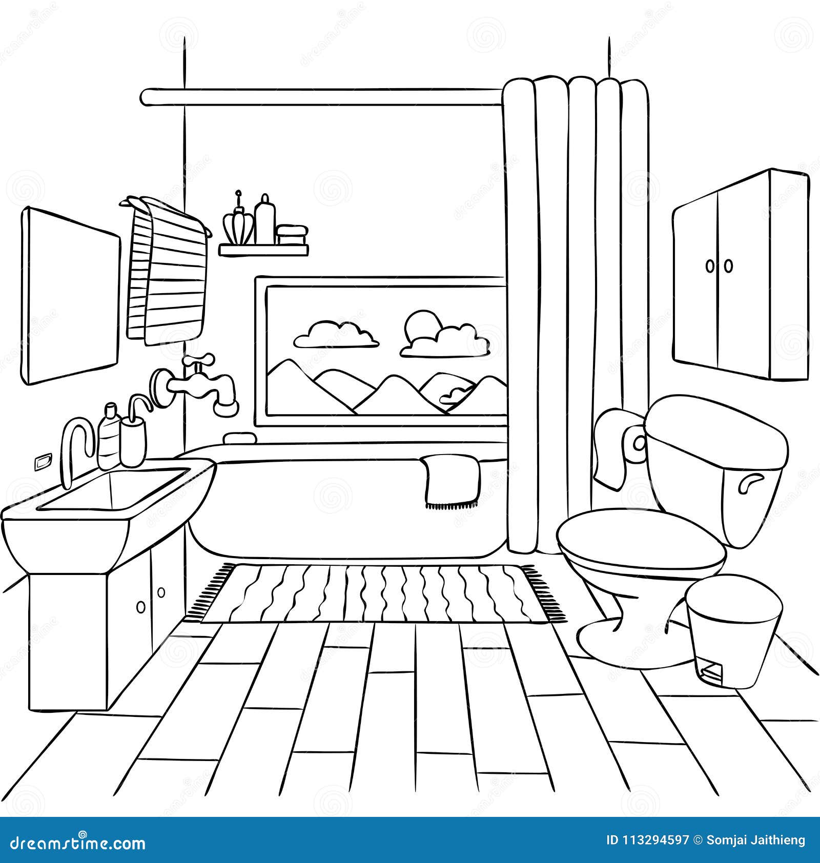 Cuarto De Baño Dibujado Mano Para El Elemento Del Diseño Y La Página Del Libro De Colorear Para Los Niños Y El Adulto Ilustración Ilustración del Vector - Ilustración de cubo, ducha: Cuarto De Baño Dibujado Mano Para El Elemento Del Diseño Y La Página Del Libro De Colorear Para Los Niños Y El Adulto Ilustración Ilustración del Vector - Ilustración de cubo, ducha: