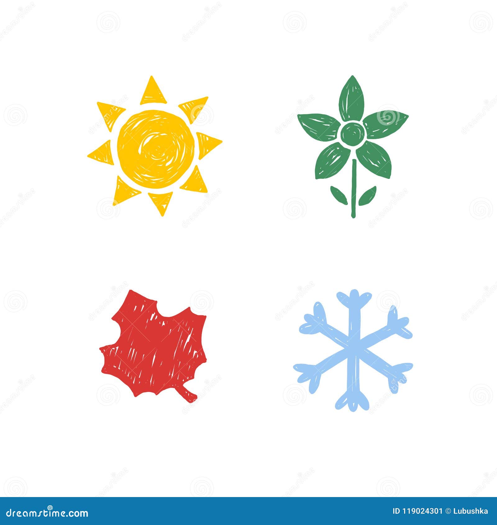 Cuatro estaciones del año ilustración del vector. Ilustración de fondo -  119024301, image size:1600x1690