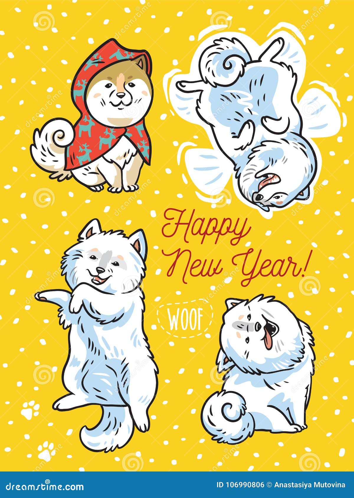 Cuatro Perritos Divertidos Con Poner Letras A Feliz Ano Nuevo