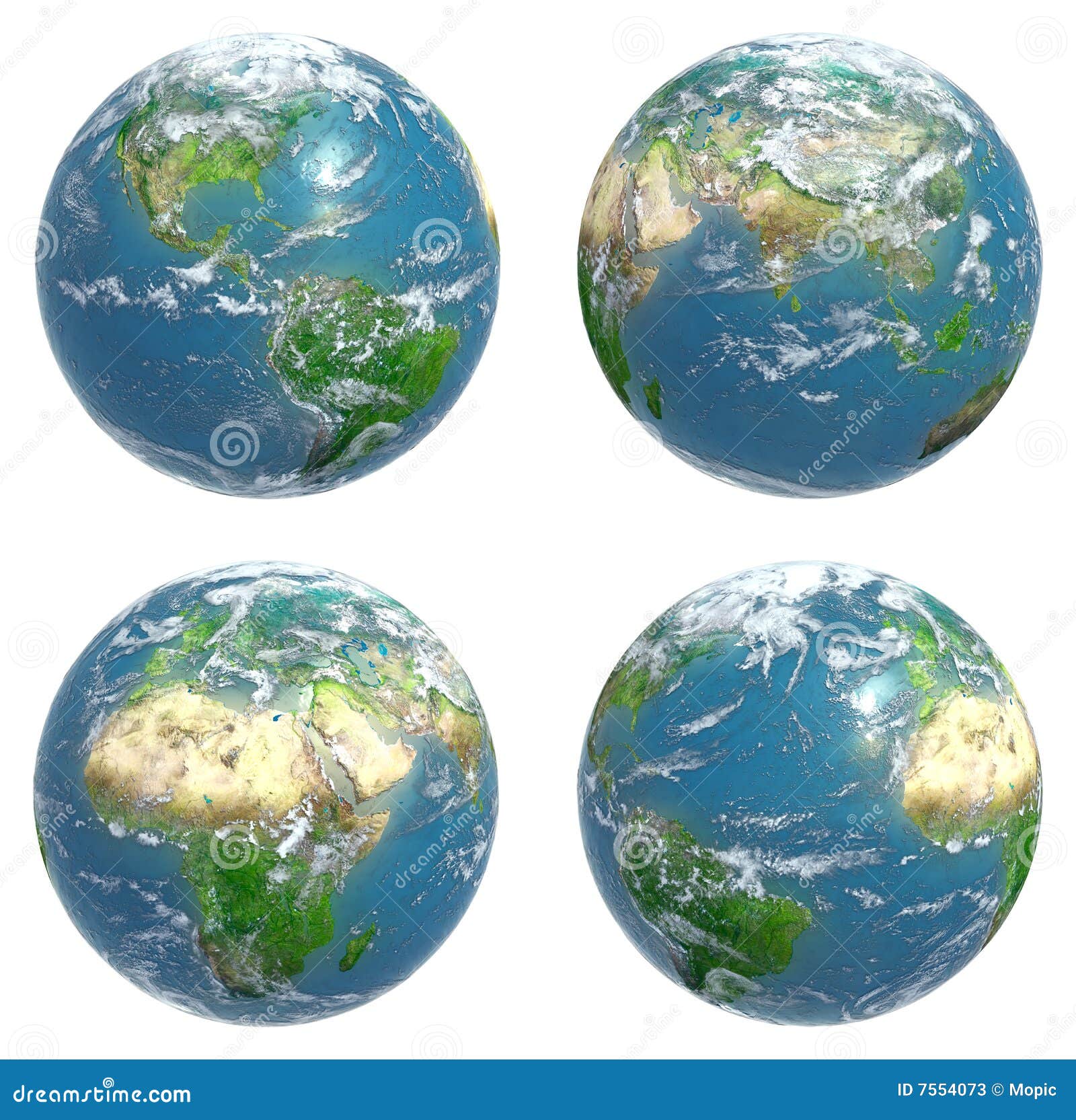Cuatro vistas de la tierra stock de ilustración. Ilustración de
