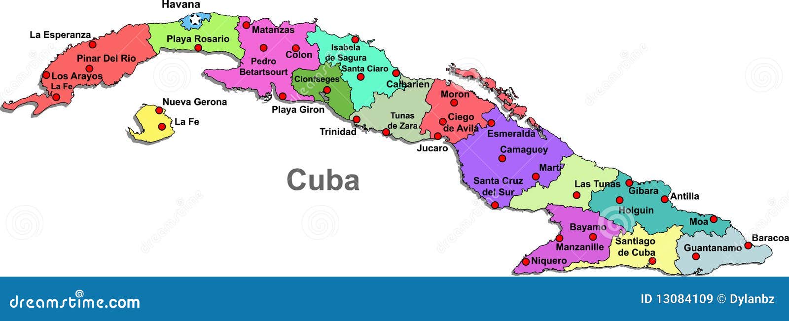 Cuba map stock vector. Illustration of vector, america 13084109