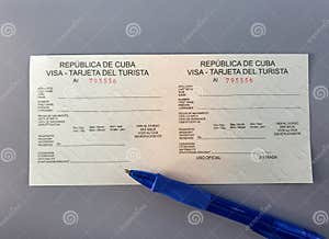Cuba Visa Card Application Form With A Pencil Editorial Photo Image Of Application Arrival
